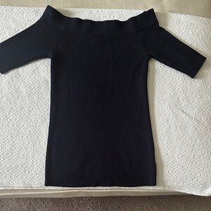 Anthropologie Navy Off-Shoulder Sweater shirt